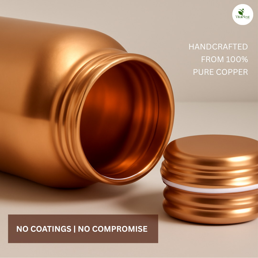 Peacock Design Copper Water Bottle – 1L Leakproof & Ayurvedic