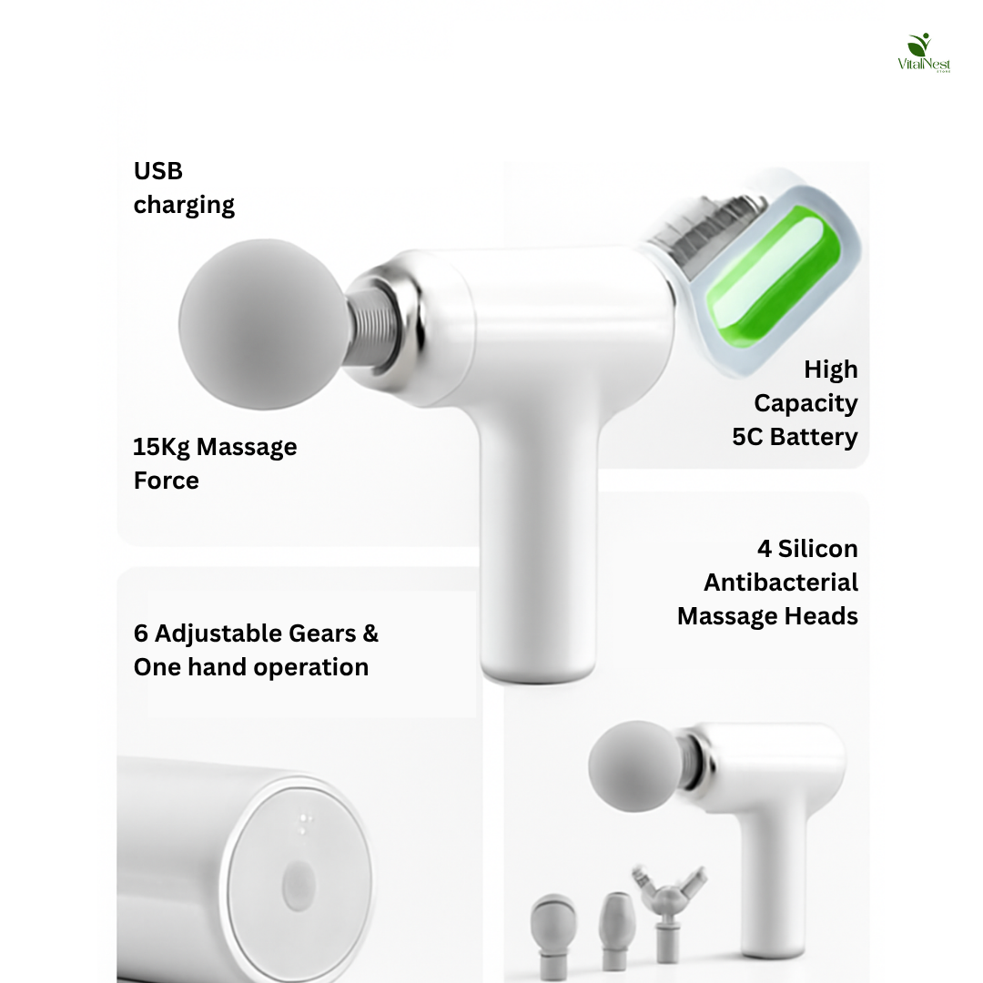 Impact Deep Tissue Massage Gun – 5-Speed, 4 Heads, Powerful Pain Relief & Relaxation Tool