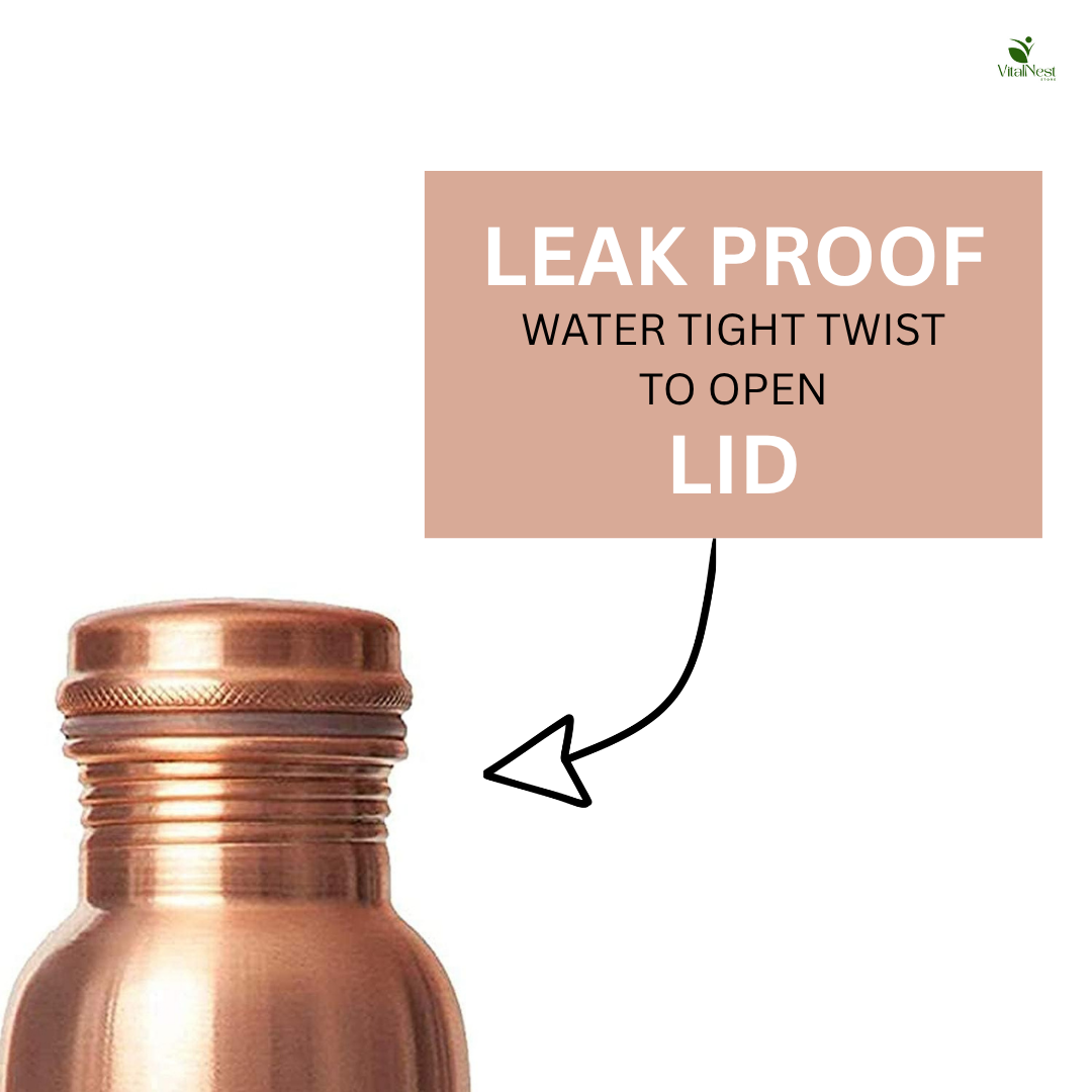 Peacock Design Copper Water Bottle – 1L Leakproof & Ayurvedic