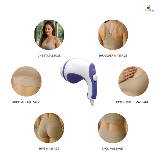 Relax & Spin Tone Body Massager Machine – Electric Full Body Massager for Pain Relief & Fat Burning (White, RT4)