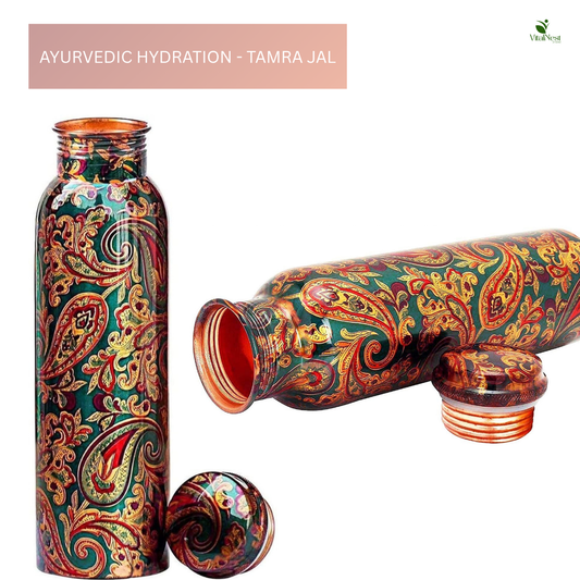 Designer Copper Water Bottle – 1L Leakproof & Ayurvedic | Lacquer Coated